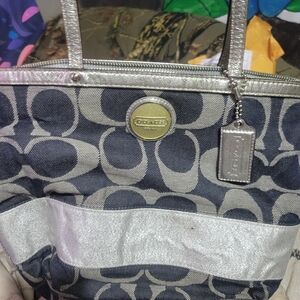 Coach Purse Denim And Silver NWOT